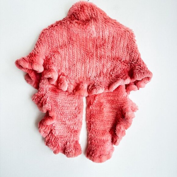 Pink Rabbit Fur Woven Triangular Shawl Scarf Wrap - Picture 7 of 8